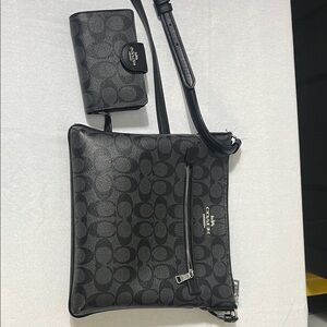 Coach Signature Black Crossbody Bag and Wallet — USED